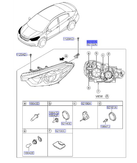 چراغ جلو چپ کیا سراتو 2017 | Hyundai/KIA Genuine Parts – MOBIS | سراتو YD مدل 2014 تا 2018   92101A7080