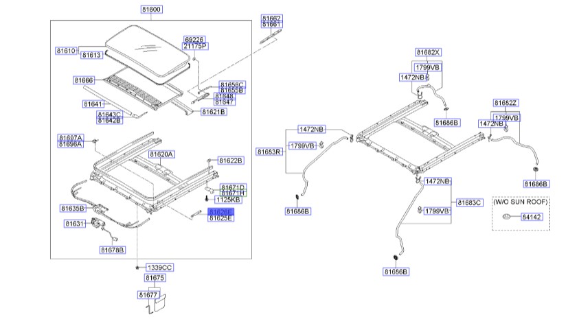 تنظیم کننده سانروف راست سراتو 2007 | Hyundai/KIA Genuine Parts – MOBIS | سراتو LD مدل 2007 تا 2009   816262F000
