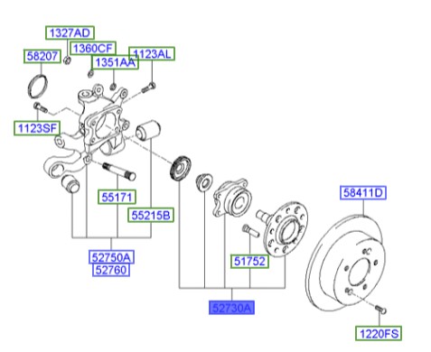 توپی چرخ عقب سوناتا  Hyundai/KIA Genuine Parts – MOBIS   527303K100 