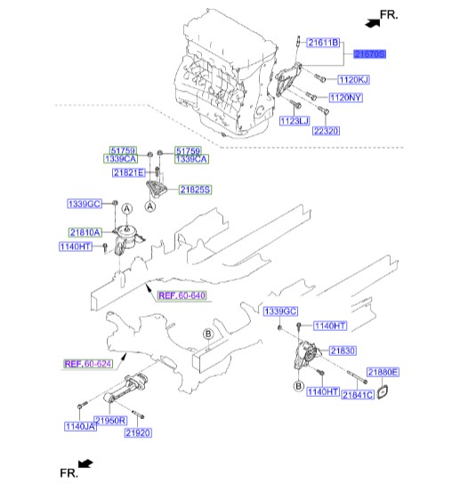 نگهدارنده دسته موتور سورنتو | Hyundai/KIA Genuine Parts | اپتیما JF  جی تی لاین – سورنتو UM – اسپورتیج QL  – سانتافه DM – سوناتا LF  – توسان TL 