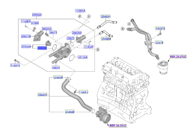 اورینگ هوزینگ ترموستات اوپتیما Hyundai/KIA Genuine Parts – MOBIS  256422GGA0