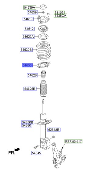 لاستیک زیر فنرلول سانتافه هیوندای Hyundai/KIA Genuine Parts – MOBIS 546332W000