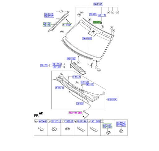 زه شیشه جلو بالا جنسیس  Hyundai/KIA Genuine Parts – MOBIS      861313M010 