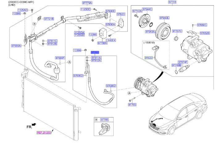 شلنگ برگشت گاز کمپرسور کولر هیوندای سوناتا_ Hyundai/KIA Genuine Parts – MOBIS  LF  97762C1100