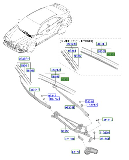 لاستیک برف پاک کن چپ توسان  Hyundai/KIA Genuine Parts – MOBIS 983512S000