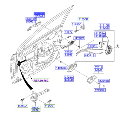 شستی دستگیره درب جلو بیرونی راست هیوندای اکسنت   Hyundai/KIA Genuine Parts – MOBIS    826621R050
