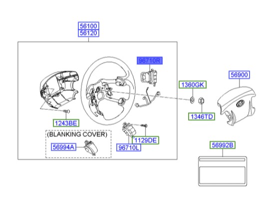 کلید روی فرمان راست هیوندای سوناتا  Hyundai/KIA Genuine Parts – MOBIS   967003K701QZ