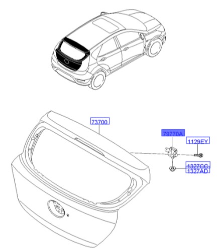 لولا درب پشت هیوندای Hyundai/KIA Genuine Parts – MOBIS  I20  797701J000