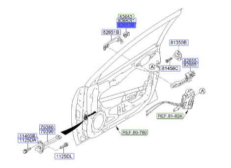 شستی دستگیره درب جلو و عقب بیرونی | Hyundai/KIA Genuine Parts – MOBIS | 826521M020