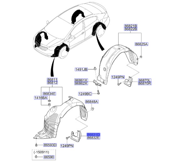 گل پخش کن جلو چپ | Hyundai/KIA Genuine Parts – Mobis | سراتو  86831A7000
