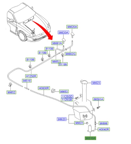 پمپ شیشه شور توسان Hyundai/KIA Genuine Parts – MOBIS   985102C100 