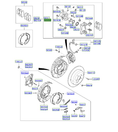 سیلندر ترمز عقب چپ هیوندای وراکروز  Hyundai/KIA Genuine Parts – MOBIS    583103JA00