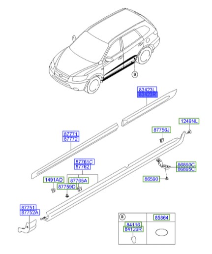زه درب عقب راست سانتافه  Hyundai/KIA Genuine Parts – MOBIS   877802B010