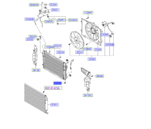 بست پایین رادیاتور توسان | 253362E001 | Hyundai Genuine Parts