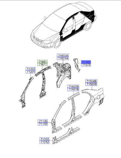 جا چراغی گلگیر عقب راست سراتو 2007 | Hyundai/KIA Genuine Parts | سراتو LD مدل 2007 تا 2009   715852F500