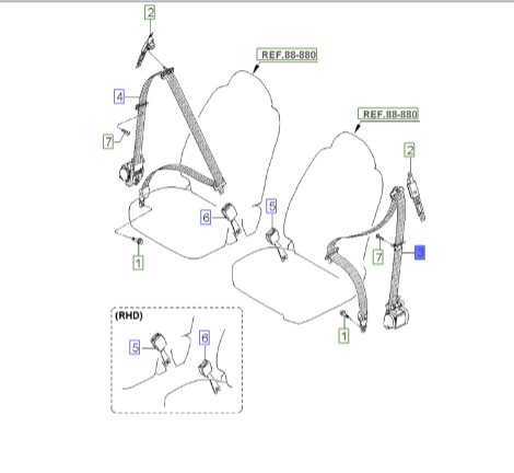 کمربند ایمنی جلو چپ سراتو 2008 | کمربند ایمنی سمت راننده|Hyundai/KIA Genuine Parts – MOBIS|سراتو 888102F001NM