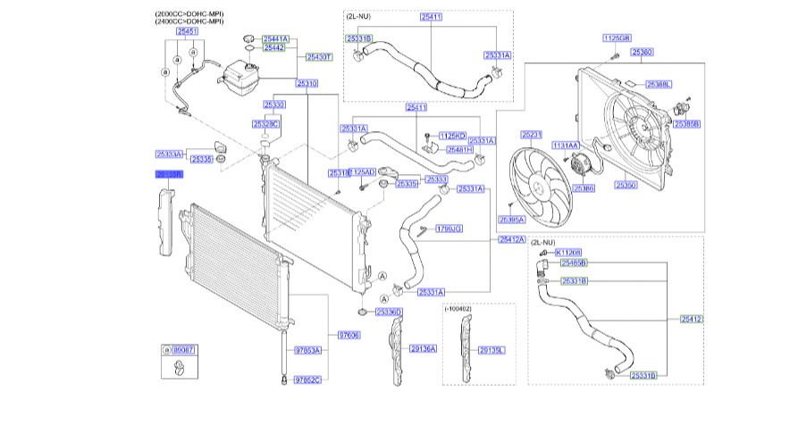 بادگیر رادیاتور راست IX35 هیوندای Genuine Parts | 291362S000