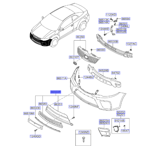 قاب جای مه‌شکن جلو چپ کیا سراتو اصلی موبیس | درپوش جای مه‌شکن سپر جلو چپ | Hyundai/KIA Genuine Parts – MOBIS | سراتو YD مدل 2014 تا 2018  86563A7000