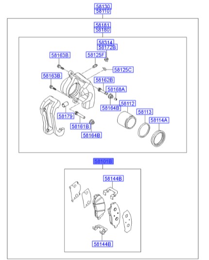 لنت ترمز جلو جنسیس  Hyundai/KIA Genuine Parts – MOBIS   581013MA20 