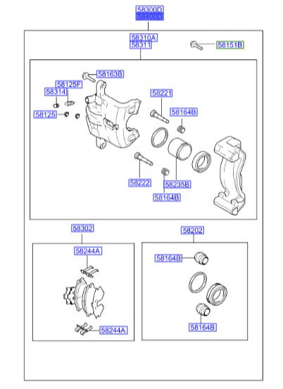 سیلندر چرخه عقب راست کامل توسان  Hyundai/KIA Genuine Parts – MOBIS   582302E300