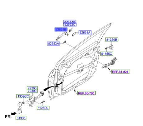 دستگیره هیوندای  Hyundai/KIA Genuine Parts – MOBIS  I40   826513Z200PW6