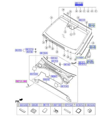 شیشه جلو هیوندای  Hyundai/KIA Genuine Parts – MOBIS  IX45  861102W000