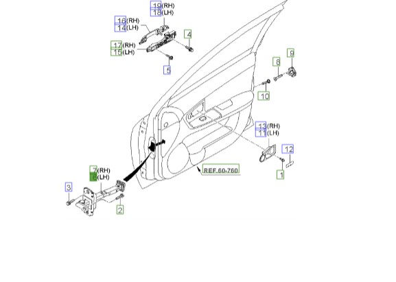 ترمز درب جلو چپ سراتو 2008 | Hyundai/KIA Genuine Parts | سراتو LD مدل 2007 تا 2009  793802F000