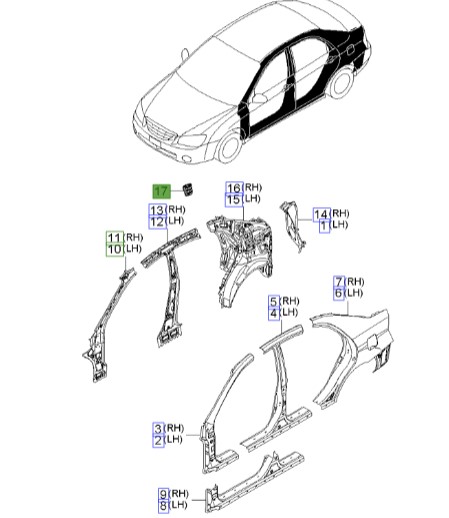 دریچه خروج هوا بدنه کیا سراتو | شبکه تهویه جانبی بدنه | Hyundai/KIA Genuine Parts – MOBIS | سراتو LD مدل 2007 تا 2009 | کد فنی 975102F100