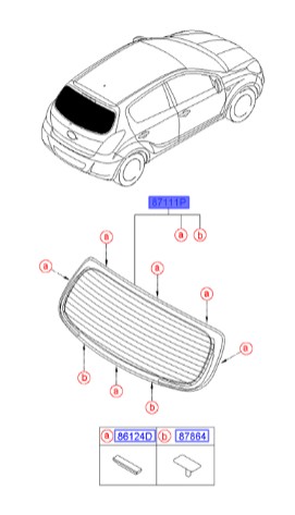 شیشه عقب Hyundai/KIA Genuine Parts – MOBIS  I20  871101J100