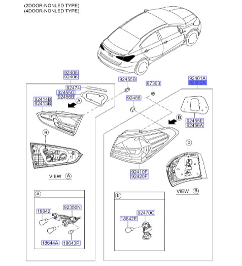 چراغ خطر عقب راست سراتو 2015 | Hyundai/KIA Genuine Parts | سراتو YD مدل 2014 تا 2018  92402A7410