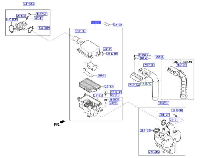 هواکش کامل هیوندای النترا  Hyundai/KIA Genuine Parts – MOBIS   281103X300