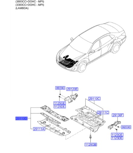 سینی زیر موتور جلو جنسیس  Hyundai/KIA Genuine Parts – MOBIS  291103M100 