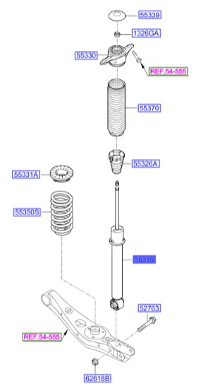 کمک فنر عقب هیوندای توسان Hyundai/KIA Genuine Parts – MOBIS    55311D3110