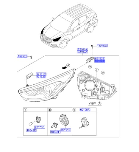 براکت داخلی چراغ جلو سمت راست هیوندای توسان IX35  92142-2S500 Hyundai/KIA Genuine Parts – MOBIS