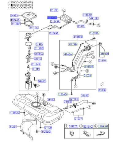 کنیستر بنزین Hyundai/KIA Genuine Parts – MOBIS  I20  314201J000 