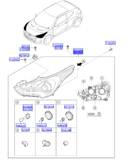 چراغ جلو ولستر Hyundai/KIA Genuine Parts – MOBIS  921012V030 