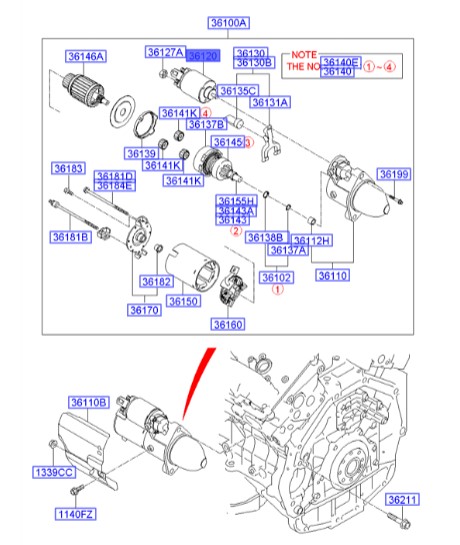 اتوماتیک استارت آزرا  Hyundai/KIA Genuine Parts – MOBIS   361203C150 