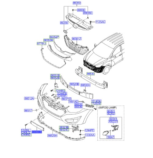 قاب نمره سپر جلو  Hyundai/KIA Genuine Parts – MOBIS  IX35 865192S040 