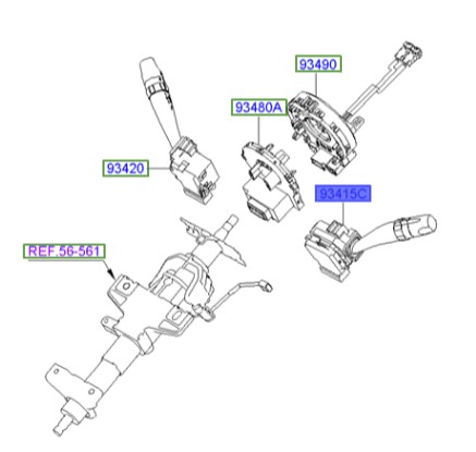 دسته راهنما هیوندای سانتافه  Hyundai/KIA Genuine Parts – MOBIS  934102B000