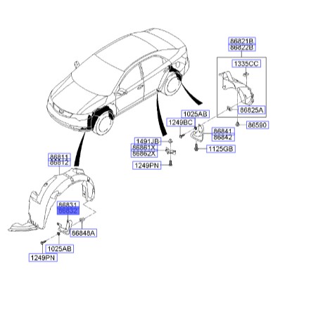 گل پخش کن جلو راست سراتو کوپه TD | 868321M300 | Hyundai/KIA Genuine Parts – MOBIS