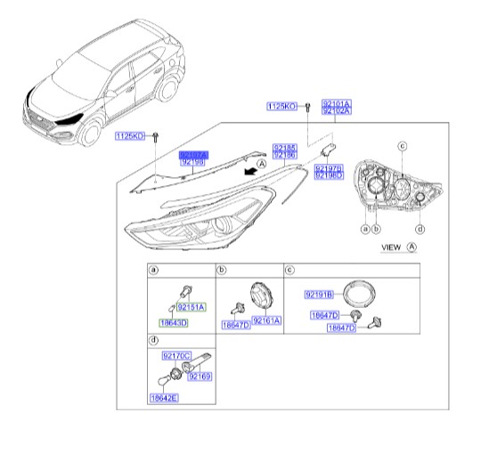 براکت - پایه نگهدارنده چراغ جلو (سمت چپ) توسان 2015Hyundai/KIA Genuine Parts – MOBIS 92131d3000