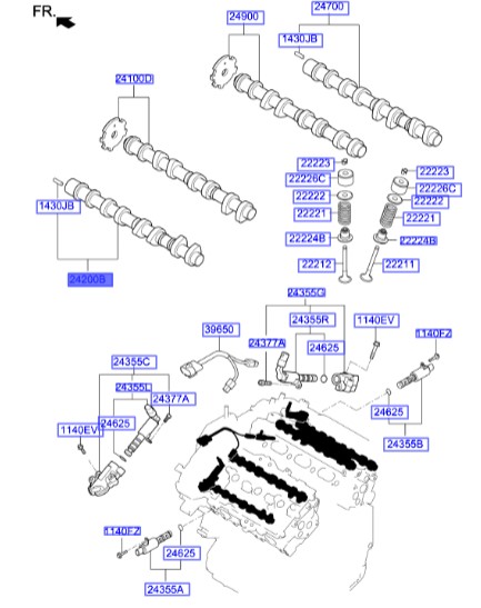 میل سوپاپ دود موهای و آزرا Hyundai/KIA Genuine Parts – MOBIS   242003C910