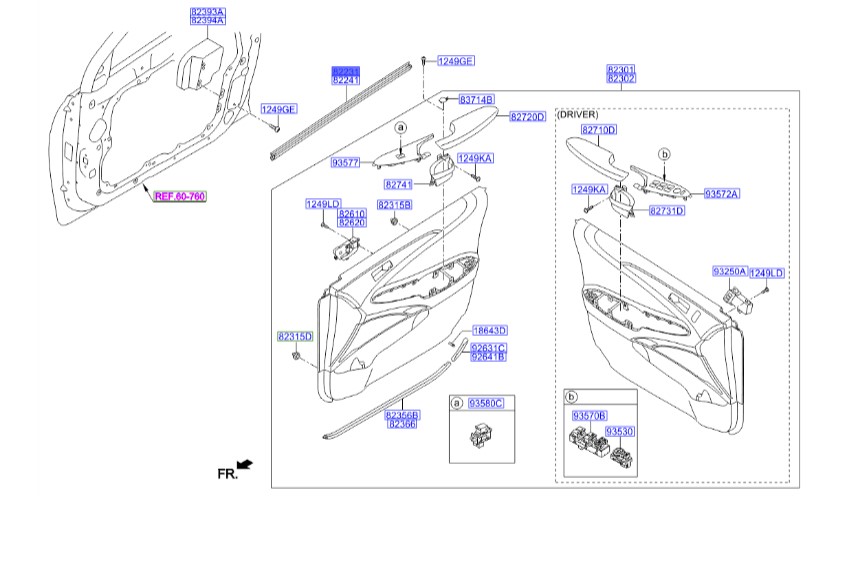 زه آبگیر درب جلو چپ داخلی سوناتا  Hyundai/KIA Genuine Parts – MOBIS  822313S000