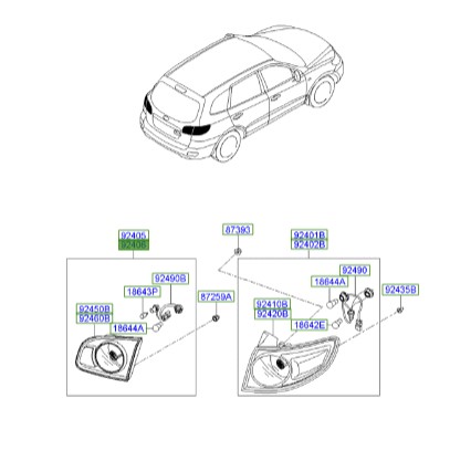 چراغ خطر عقب صندوق راست سانتافه  Hyundai/KIA Genuine Parts – MOBIS    924062B020 