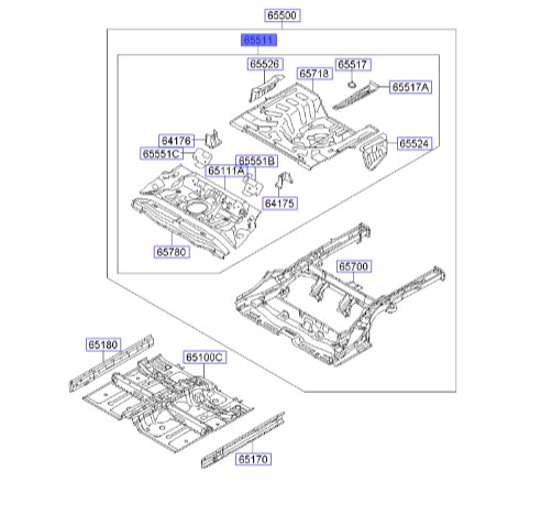  کف صندوق عقب سراتو | Hyundai/KIA Genuine Parts | سراتو TD مدل 2010 سایپایی و وارداتی – سراتو کوپه TD مدل 2010 تا 2013  655101M010