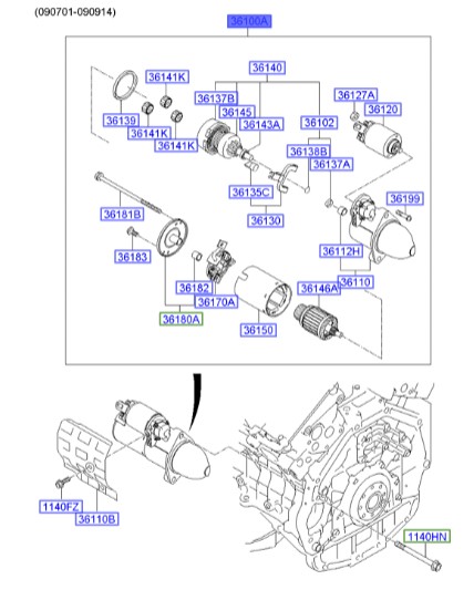 استارت کامل جنسیس Hyundai/KIA Genuine Parts – MOBIS  361003C023 