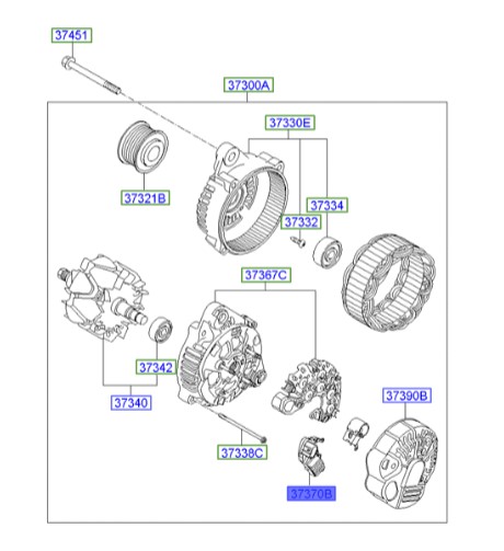 آفتامات دینام هیوندای سوناتا  Hyundai/KIA Genuine Parts – MOBIS   3737025100