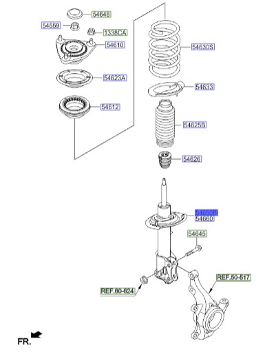 کمک فنر جلو چپ سراتو | کمک فنر جلو سمت راننده | Hyundai/KIA Genuine Parts – MOBIS | 54651A7400