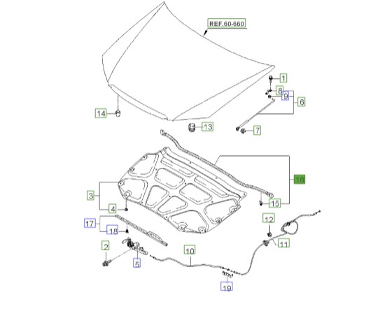 زه عایق در موتور سراتو 2007 | Hyundai/KIA Genuine Parts | سراتو LD مدل 2007 تا 2009   864302F000