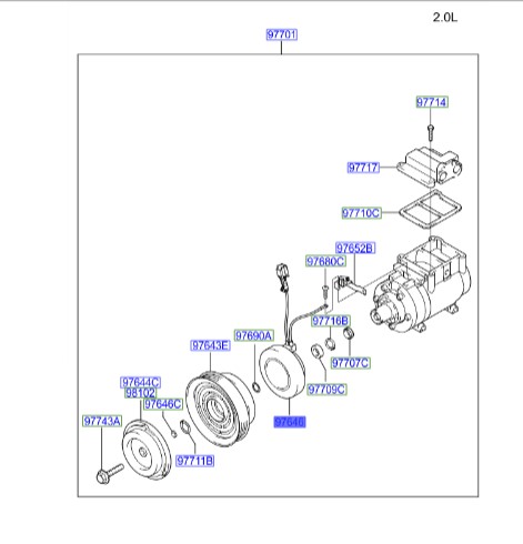 بوبین کمپرسور کولر توسان | 9764117000 | Hyundai/KIA Genuine Parts – MOBIS